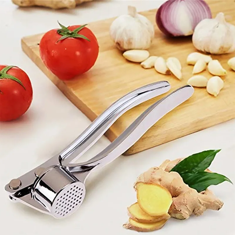 Zinc Alloy Manual Garlic Press Handheld Garlic Mincer Crusher Heavy‑Duty Garlic Squeezer Kitchen Gadget