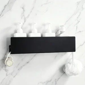 Black Bathroom Shelf Wall Mounted High Quality Aluminum Shower Storage Rack Organizer Kitchen Home Modern Metal Wall Shelf