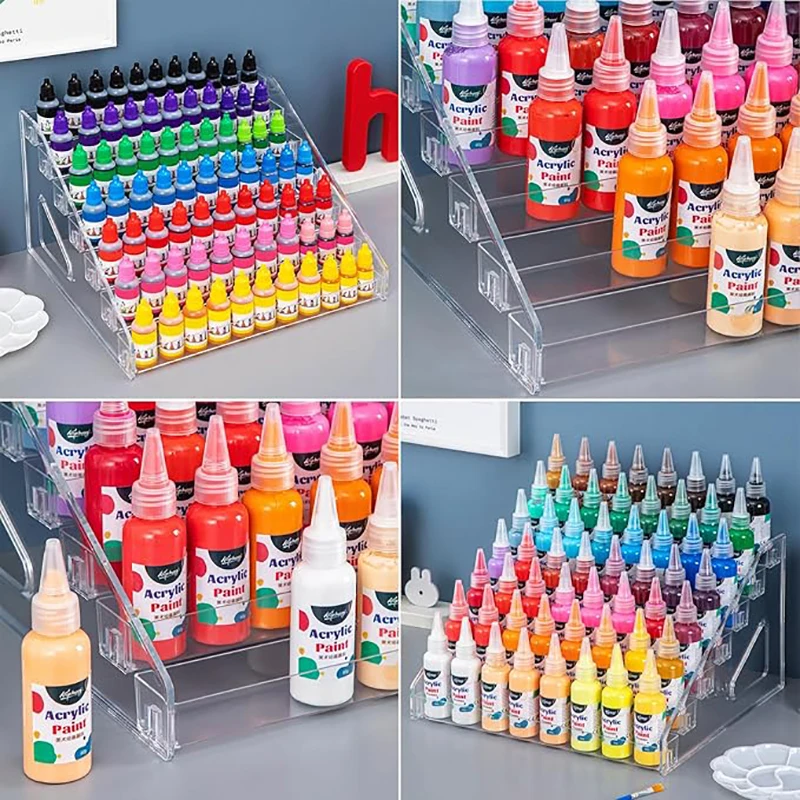 Transparent paint storage box, mini paint rack with 7 layers of paint storage rack, craft paint watercolor paint storage rack
