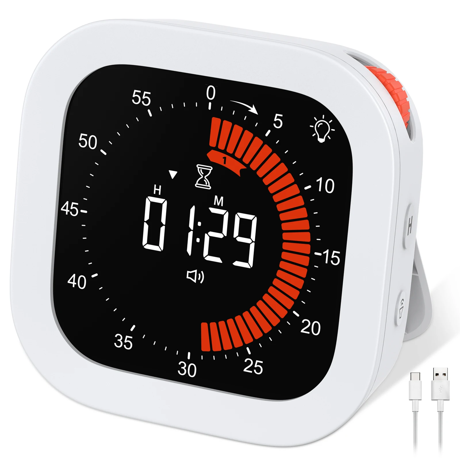 Upgraded Visual Timer Rechargeable Digital Countdown Kitchen Mechanical Cooking Timer Management Tool for Home School Office