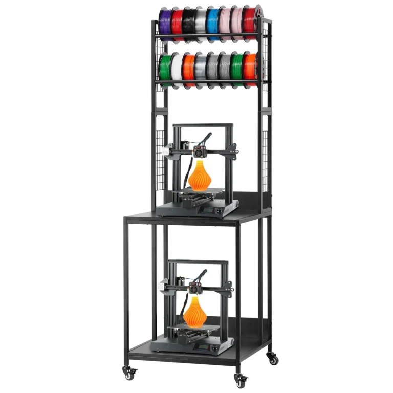 SucceBuy 4-Tier 3D Printer Filament Storage Rack with Wheels Printer Stand Spools Holder Cart for 3D Printing Station Office