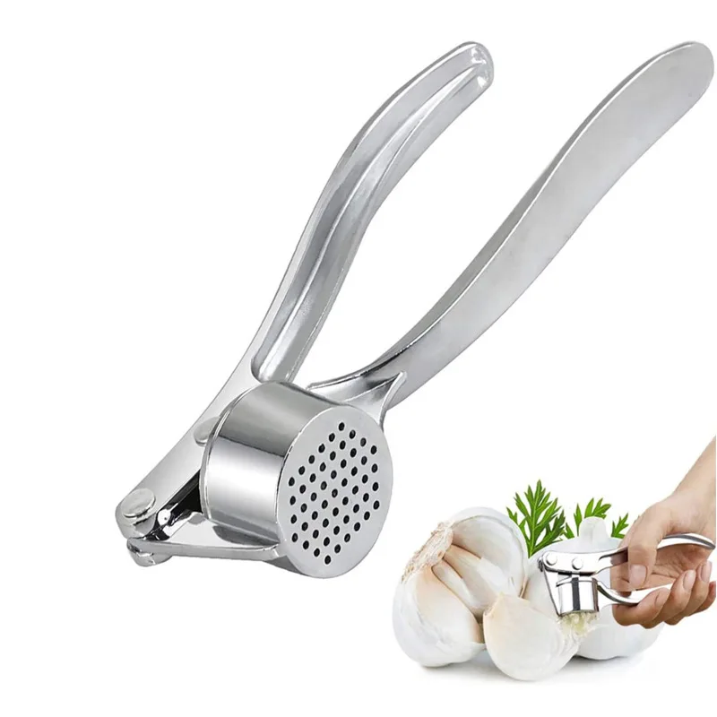 Zinc Alloy Manual Garlic Press Handheld Garlic Mincer Crusher Heavy‑Duty Garlic Squeezer Kitchen Gadget