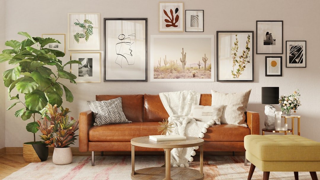 A tidy and well-organized living room with minimal decor and functional furniture.