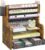 DAOUTIME 6-Tier Mesh Desk Organizer with Drawer, Wooden Office Organizer for Papers, Folders & Office Supplies – Sturdy Desktop File Holder with 2 Pen Holders – Space Saving Home Office Accessories