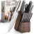 FIKSHOT 14 Pieces Knife Block Set German Stainless Steel with Sharpener