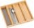 4PCS Bamboo Drawer Organizer Stackable Silverware Drawer Holder