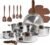 CAROTE 19pcs Tri-Ply Stainless Steel Cookware Set with Detachable Handle