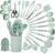 QMVESS Silicone Cooking Utensils Set, 28 Pcs Non-Stick Kitchen Utensils Set with Holder, 446°F Heat Resistant Spatula, Tongs, Spoons Set with Stainless Steel Handle Kitchen Gadgets (Light Green)