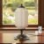 Vintage Touch Bedside Table Lamp, Elegant Green Glass Bedside Desk Lamp 3 Way Dimmable with USB C+A Charging Ports – Bedroom Nightstand & Living Room Essential (Vintage White, 6.5)
