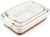 MALACASA Casserole Dishes for Oven, Ceramic Baking Dishes Set of 3, Baking Pan Casserole Dish Set, Rectangular Lasagna Pan Deep with Handles for Baking, Khaki White (14.5”/13”/10.5”), Series TARA