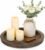 Hanobe Round Wooden Candle Holder Trays for Coffee Table, Distressed Finish