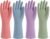 Rubber Cleaning Gloves for Dishwashing, 4 Pairs Reusable Kitchen Gloves for Washing Dishes and Household Cleaning, Colorful Dish Gloves with Flocked Lining and Non-Slip Grip, Pefect for Woman Men – M
