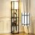 Floor Lamp with Shelves, Modern Square Standing Lamp with Glass Shelves, Corner Display Shelf with Light, Tall Lamp with Shelves for Living Room, Bedroom, Office, Bookshelf, Black