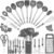 Kitchen Utensil Set-Silicone Cooking Utensils-33 Kitchen Gadgets & Spoons for Nonstick Cookware-Silicone and Stainless Steel Spatula Set-Best Kitchen Tools, Useful Pots (Grey)