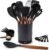 SMIRLY Silicone Kitchen Utensils Set, 22-Piece Acacia Wood Handle, Black