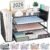 OPNICE Desk Organizer, 4-Tier Desktop File Organizer with Drawer and Pen Holders, Office Desk Accessories, File Sorters, Workspace Organizers for Office Supplies(Black)