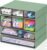 Desk Storage Organizer with 9 Drawers, 4 Tiers Stackable Desktop Craft Storage Drawers, Clear Storage Box Caddy for Stationary Makeup Jewelry Office Craft Supplies (Green)