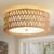Boho Ceiling Light Rattan Flush Mount Ceiling Light, 15.7″ Brown