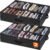 Lifewit Under Bed Shoe Storage Organizer 2 Pack(12 Shoes Cells), 4.3 Inches Profile Fabric Shoes Container Box with Clear Cover, Foldable Storage Bag with 2 Handles, Fits 12 to 24 Pairs