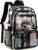 abshoo Large Clear Backpack For Girls Women School Bookbag Heavy Duty Transparent Backpack (Black)