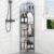 HuggieGems 4 Tier Floor Standing Corner Shower Caddy Organizer Shelf with Hooks, Bathroom Shelves Stand Rack, Black