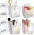 4 Pack Acrylic Wall Mount Organizer, Adhesive Cabinet Door Storage Bins, Clear Makeup Containers, Stackable Organizer Basket for Kitchen, Bathroom, Cabinet, Pantry, Office