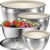 Nicdiet Mixing Bowls with Airtight Lids, Stainless Steel Mixing Bowl Set with 3 Metal Nesting Bowls, Colander & Grater, Non-Slip Bottoms, Size 1.5, 2.5, 5 QT, Great for Mixing & Serving, Khaki