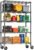 IZEUK 5-Tier Heavy Duty Metal Shelving Unit, Adjustable Steel Wire Storage Rack for Garage, Kitchen, Basement, Laundry Room & Office, Black, 17.7″ D x 47.2″ W x 72.3″ H, 1750 lbs Capacity