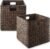 Casafield 12″ x 12″ Water Hyacinth Storage Baskets, Espresso – Set of 2 Collapsible Cube Organizers, Woven Bins for Bathroom, Bedroom, Laundry, Pantry, Shelves
