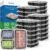 Dealusy 50 Pack 32 oz Meal Prep Containers with Lids 3-Compartment, Black