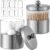 Gaussra Apothecary Jars, Qtip Holder, Bathroom Jar with Stickers – 2 Pack