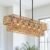 6-Light Boho Rattan Chandeliers for Dining Room, 2 Layer Large Linear Chandelier Rattan Pendant Light Fixture Farmhouse 34” Rectangle Chandelier for Kitchen Island Bar Living Room