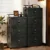 3/4/5 Tier Foldable Storage Cabinet with Wheels, Stackable Plastic Storage Bins with Double Doors, Collapsible Rolling Organizer with Handle & Hooks for Kitchen, Bedroom, Office, Black