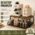 Pull Out Kitchen Counter Organizer with Sliding Wire Basket, Rustic Wood Countertop Storage Shelf for Coffee Station, Spice Rack, Pantry & Bathroom Organization