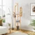 Bamboo Corner Tree Coat Rack Stand with Hooks And Shelves Clothes Hanger for Entryway Bedroom Organization