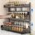 3 Tier Spice Storage Rack for Countertop Adjustable Spice Organization for Cabinet Kitchen Organizer Metal Shelf Black