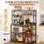 35 Inch Kitchen Baker Rack with Power Outlet, 4 Tier Microwave Stand Storage Shelf with 2 AC Outlets USB & Type-C Ports, Coffee Bar Station with 5 S Hooks, Industrial Metal Kitchen Organizer for Spices Pots Mugs Small Appliances, Rustic Brown