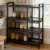 4-Tier Adjustable Storage Rack with 3 Baskets, Heavy Duty Metal Shelving Unit with Wheels, Vertical Organizer Shelf for Kitchen, Bathroom, Garage, Black