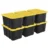 Large Storage Bin, 27 Gallon Durable Plastic Storage Tote with Snap-On Lid, Black and Yellow, 6 Pack